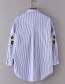 Fashion Blue+white Flower&butterfly Pattern Decorated Shirt