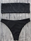 Sexy Black Pure Color Decorated Strapless Swimwear