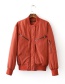 Trendy Red Pure Color Decorated Long Sleeves Jacket