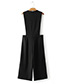 Fashion Black Pure Color Design V Neckline Belt Pants