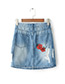 Fashion Blue Butterfly&rose Decorated Simple Skirt