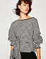 Fashion White+black Grid Pattern Decorated Long Sleeves Blouse(wear Both Sides)