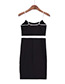 Trendy Black Pure Color Decorated Packing Hip Suspender Dress
