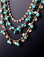 Vintage Antique Gold+blue Sequins&beads Decorated Multi-layer Necklace