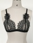Sexy Black Flower Pattern Decorated Pure Color Bra