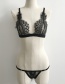 Sexy Black Pure Color Decorated Simple Lace Bra Sets