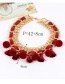 Fashion Claret Red Tassel&fuzzy Ball Decorated Necklace