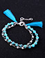 Elegant Blue Beads&tassel Decorated Double Layer Bracelet