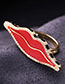 Elegant Red Lip Shape Decorated Simple Ring