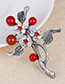 Fashion Red Diamond&pearls Decorated Tree Shape Brooch