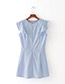 Fashion Blue+white Embroidery Flower Decorated Slim Dress