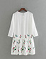Fashion White Embroidery Flower Decorated Simple Dress