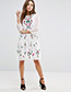 Fashion White Embroidery Flower Decorated Simple Dress