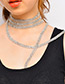 Elegant Silver Color Full Diamond Decorated Long Tassel Design Necklace