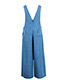 Fashion Blue Embroidered Flower Decorated Wide Leg Rompers