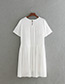 Fashion White Embroidery Flower Decorated Short Sleeves Dress