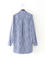 Vintage Blue Embroidery Decorated Long Shirt