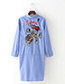 Fashion Blue Color-matching Decoratecd Dress