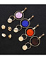 Personality Brown Round Shape Decorated Asymmetrical Earrings