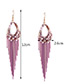 Elegant Pink Oval Shape Decorated Tassel Earrings