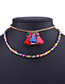 Bohemia Multi-color Tassel Decorated Double Layer Necklace