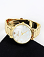 Fashion Gold Color Round Dial Design Pure Color Watch