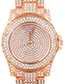 Fashion Gold Color Diamond Decorated Round Dial Design Watch