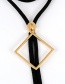 Fashion Black Square Shape Decorated Simple Necklace