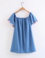 Lovely Blue Fuzzy Ball Decorated Dress