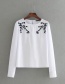 Fashion White Embroidery Flower Decorated Shirt