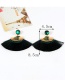 Retro Dark Green Fan Shape Decorated Earrings