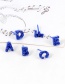 Fashion Sapphire Blue Diamond Decorated Letter Earrings (26pcs)