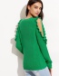 Elegant Green Pure Color Decorated Sweater