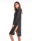 Fashion Black Pure Color Decorated Long Sweater