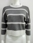 Fashion Black Color-matching Decorated Round Mackline Sweater