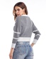 Fashion Gray Color-matching Decorated Round Mackline Sweater