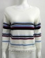 Fashion White Color-matching Decorated Round Mackline Sweater