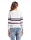 Fashion White Color-matching Decorated Round Mackline Sweater