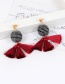 Vintage Claret-red+black Tassel Decorated Round Earrings