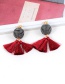 Vintage Claret-red+black Tassel Decorated Round Earrings