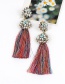 Vintage Plum-red Oval Shape Diamond Decorated Tassel Earrings