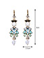 Elegant Multi-color Oval Shape Diamond Decorated Long Earrings