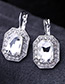 Elegant White Square Shape Diamond Decorated Earrings
