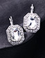 Elegant White Square Shape Diamond Decorated Earrings