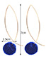 Lovely Blue Fuzzy Ball Decorated Pom Earrings