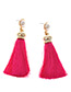 Bohemia Claret-red Round Shape Decorated Tassel Earrings