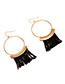 Bohemia Black Tassel Decorated Round Earrings