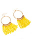 Bohemia Yellow Tassel Decorated Round Earrings
