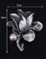 Elegant Gray Metal Rose Decorated Brooch