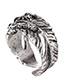 Personality Silver Color Metal Leaf Decorated Opening Ring